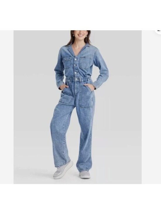 Universal Thread Pants - NWT Women's 4 Long Sleeve Utility Baggy Denim Jumpsuit - Universal Thread J1724